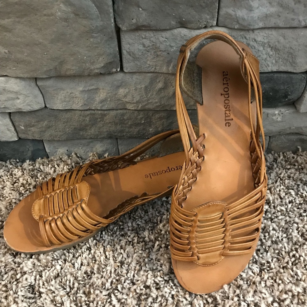EUC Aeropostale leather sandals with FREE 2nd pair